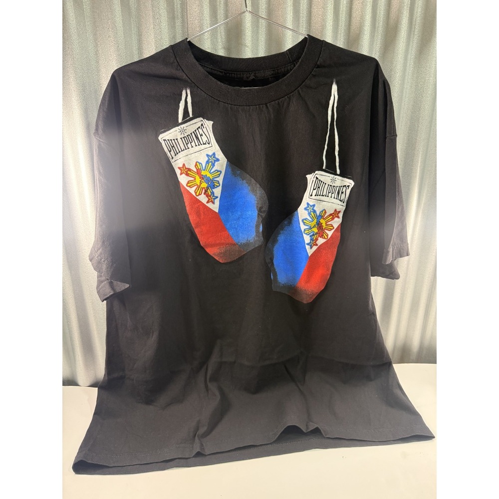 Vintage Style Philippines Boxing Gloves T-Shirt Black Men's Size 2XL Graphic
